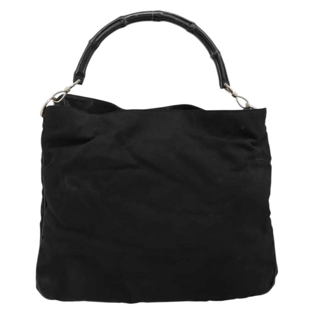Gucci Bamboo Nylon Shoulder Bag Black